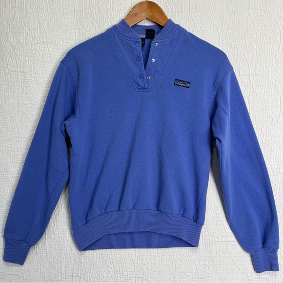 Patagonia Tops - Vintage 85 Patagonia Womens 9 10 Sweatshirt Henley Snap Crew Pullover Indigo Top